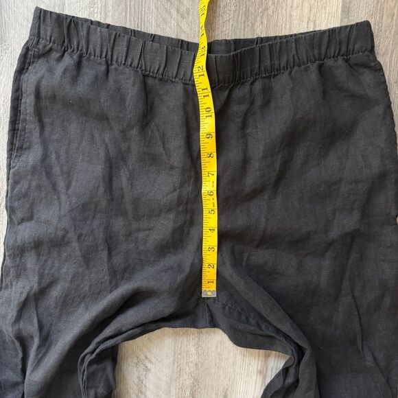 H&M Pull On Linen Pants Black Large Minimalist Classic Comfy - Picture 9 of 12